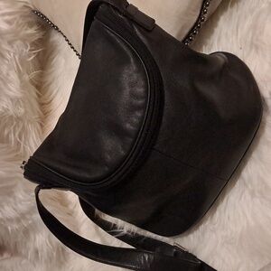 Maxx New York Leather Shoulder Bag Crossbody Bag. Super Soft Black